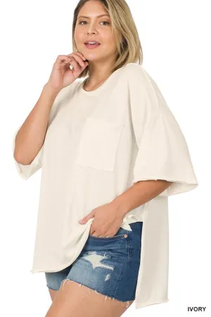 ZENANA Plus Row Edge High-Low Hem Box Top