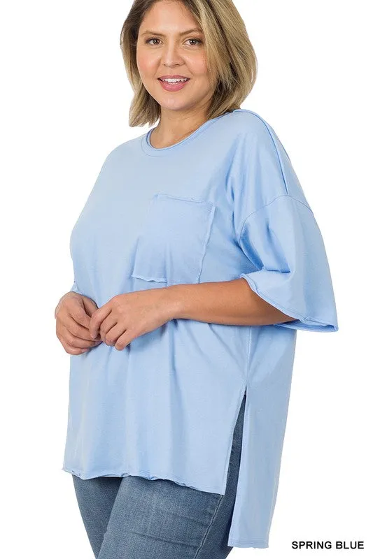 ZENANA Plus Row Edge High-Low Hem Box Top